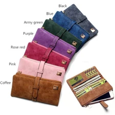 Women Lady Suede Leather Long Wallet Card Holder Purse Handbag Fashion Clutch