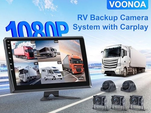 VOONOA RV Backup Camera System, 10.1" HD Android 13 Touch Screen & 5 1080P Cam f - Picture 8 of 11