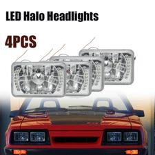 4x6 Inch LED Halo DRL Sealed Beam Headlights 4PCS Fit 1979 -1986 Ford Mustang