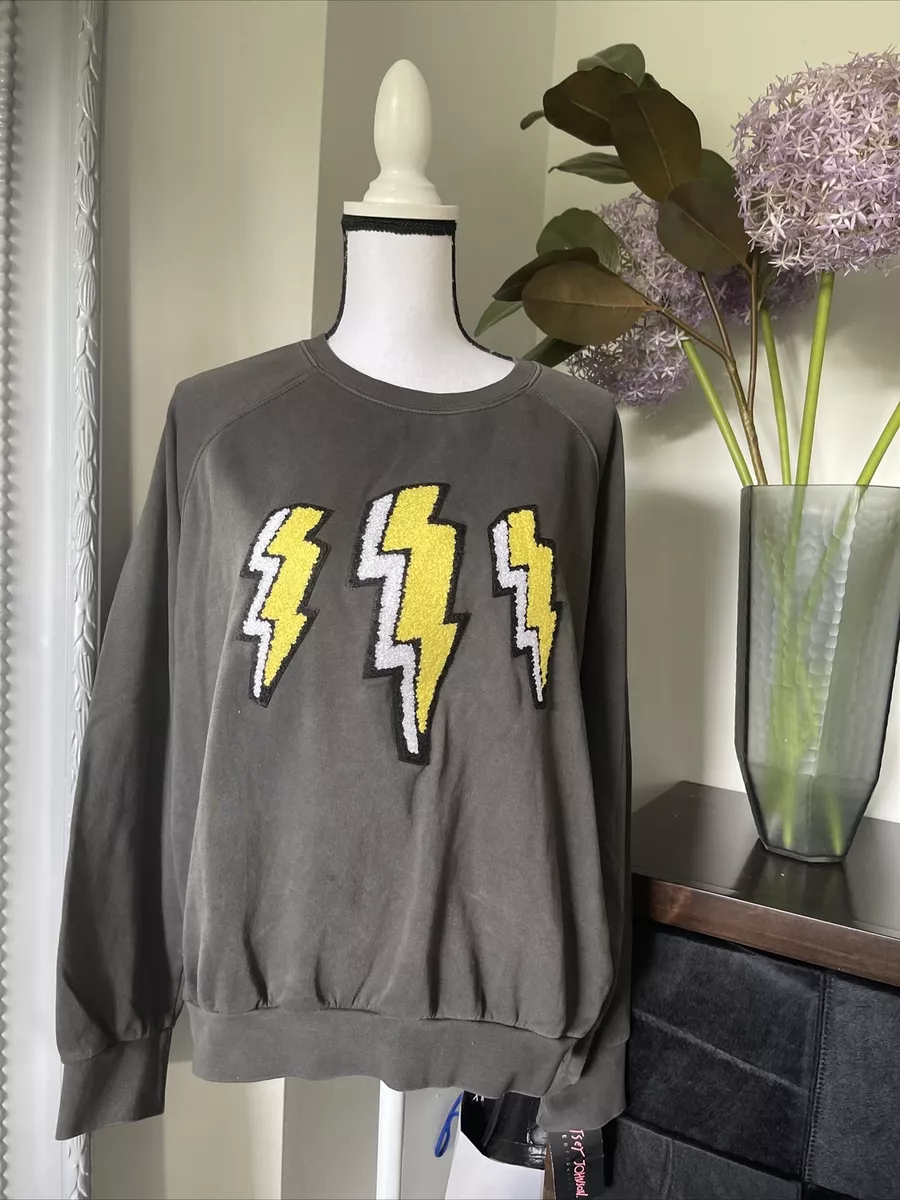 Betsey Johnson Performance Lightning Bolt Cotton Sweatshirt M L