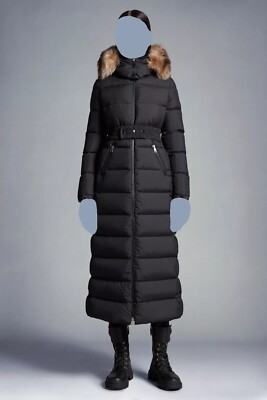 Stunning Women's Moncler Black Fudson Long Tech Down Jacket UK