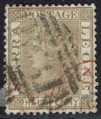 SIERRA LEONE 1883 QV ½D WMK CROWN CA USED | eBay