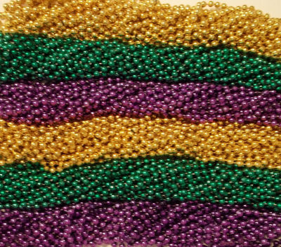 12 Purple Green Gold Mardi Gras Beads Necklaces Party Favors 1 dozen Lot