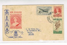Nouvelle-Zélande Magnifique FDC Des MiNr. 348 + 349 + 350 Sur Lettre Vers Ceylan
