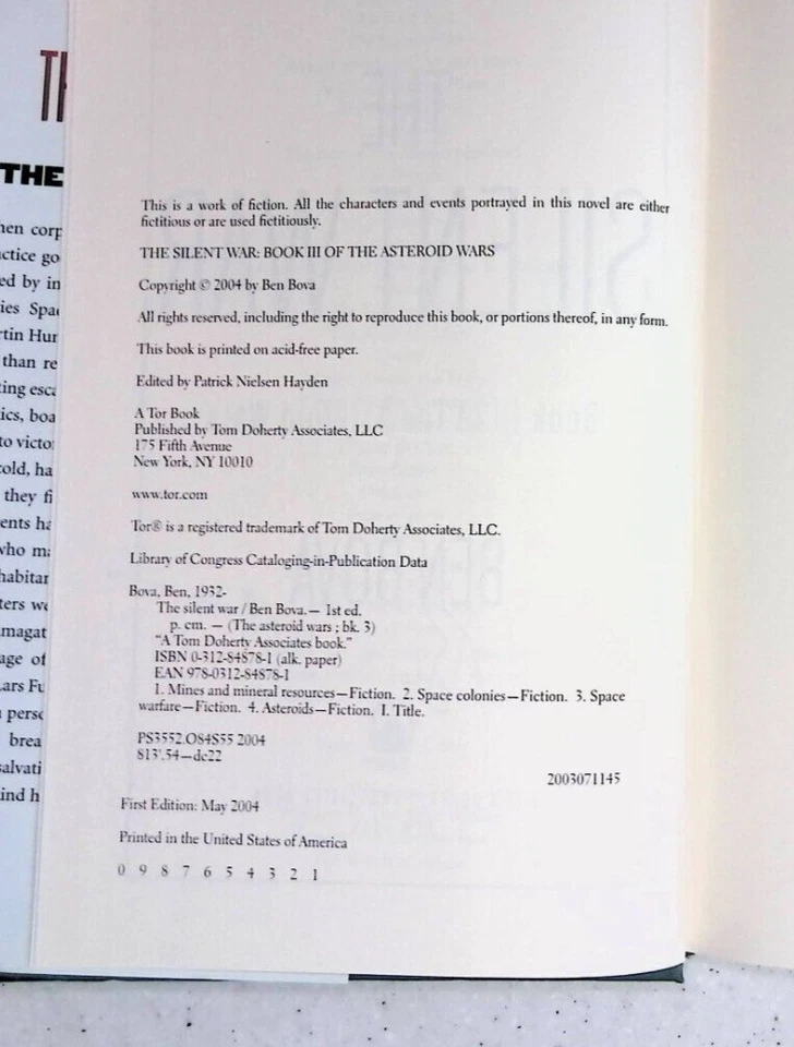 The Silent War by Ben Bova, Asteroid Wars, Signed, 1st Edition, Hardcover, 2004 - Image 4 of 4