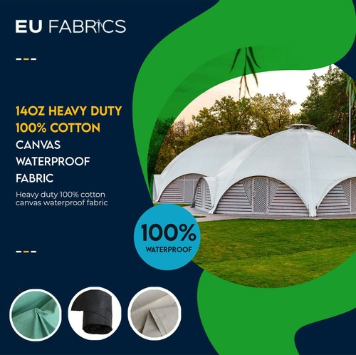 14OZ Waterproof COTTON CANVAS FABRIC 182CM 10 COLS Outdoor Heavy Plain Material - Picture 18 of 70