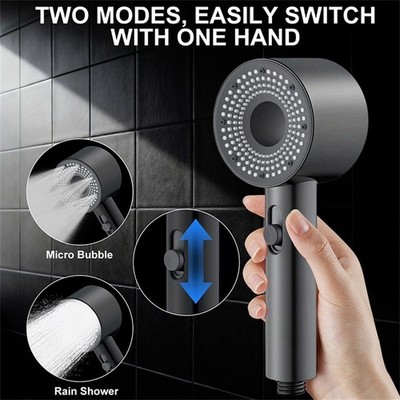 2 Speed Turbocharged Handheld Shower Head with Fine Bubble Rain Shower