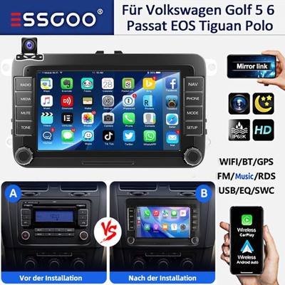 Apple Carplay Für VW GOLF 5 6 Plus Touran Caddy T5 Android14 Autoradio GPS 1+32G