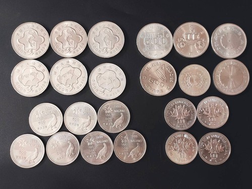 lot of 23 Japanese Old Coins Emperor Showa Olympic 500 Yen Commemorative coin