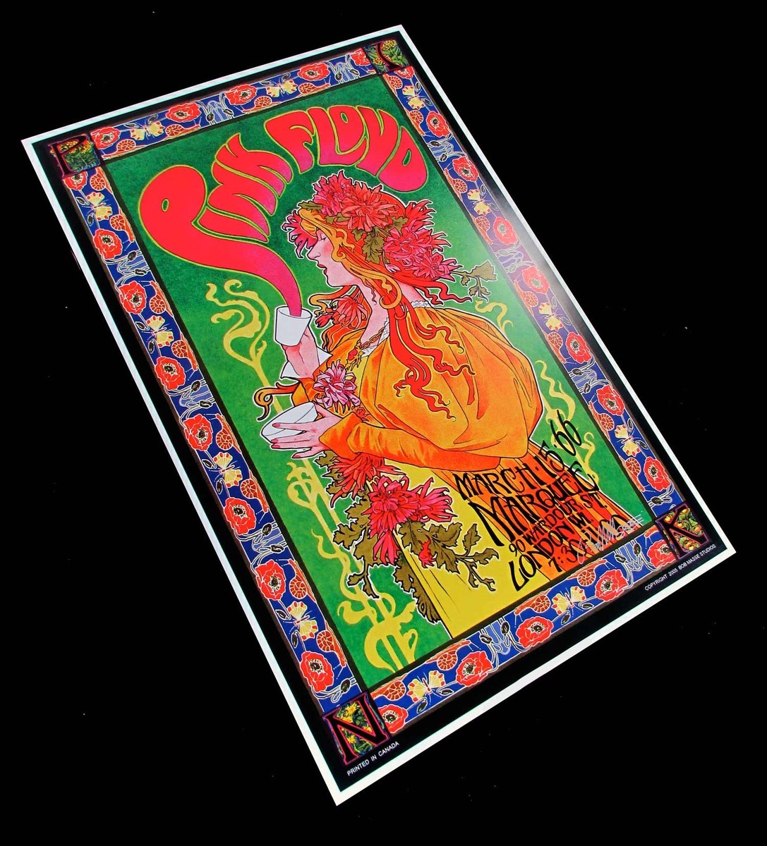 Hand Signed Pink Floyd Marquee Club Poster Mad Hatter Tea Party by