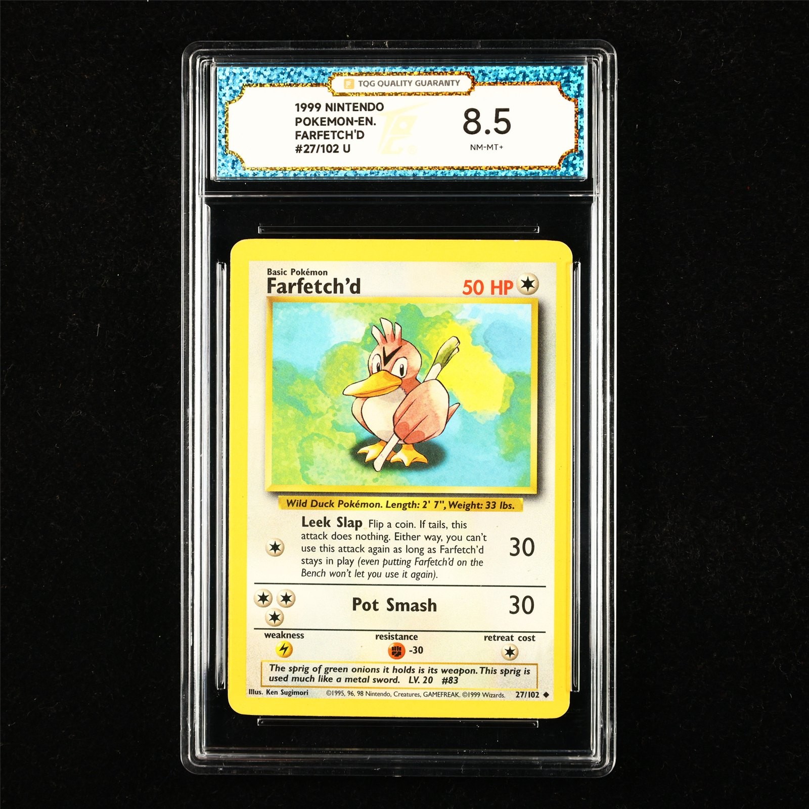 TQG 8.5 NM-MT+ 1999 Pokemon ENG Farfetch'd #27/102 U