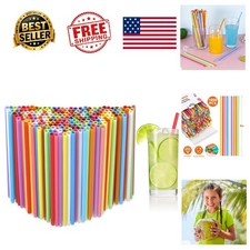 Plastic Drinking Straws Colorful Disposable 1000 Pcs 8.2 Inch Cocktail Bar Bulk