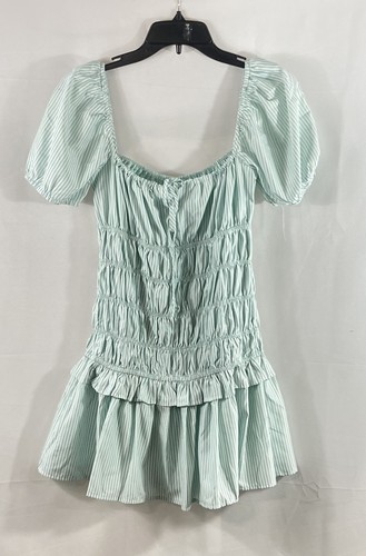 Pepper Mayo Women's Yolene Mini Dress Green White Gingham Smocked Sz 4 NWT