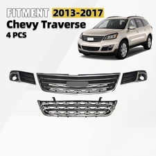 Front Bumper Grille Assembly Kit For 2013-2017 Chevy Traverse Upper&Lower