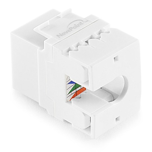 NavePoint 180 Degree Cat6 Keystone Jack, RJ45 Ethernet, Type 110 White, 50-Pack - Afbeelding 4 van 4