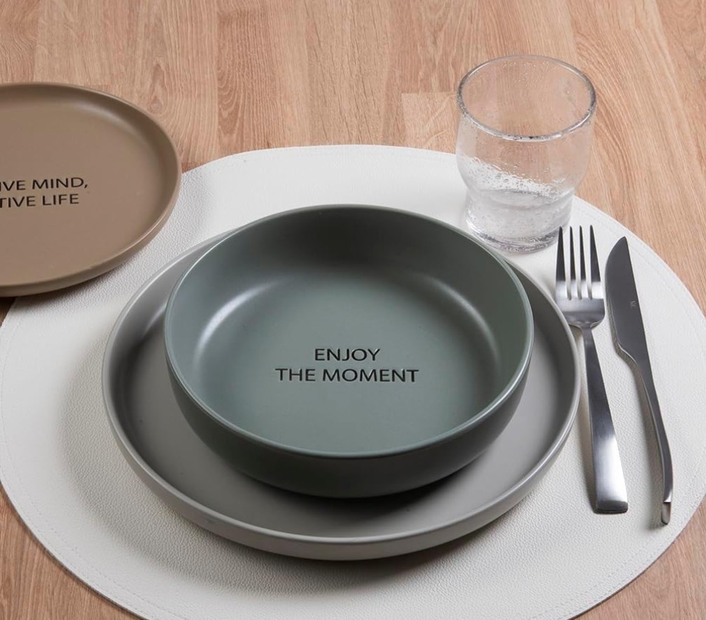 Motivation Colors 3-Piece Stoneware Dinner Set, Dinner Plate, Bowl, Side plate image 7