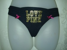 Vintage Victorias Secret CHEEKSTER V String Thong Panties LOVE PINK S Y2K EUC