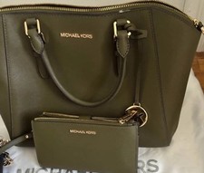Michael Kors Green Zip Satchel Top Handle Bag...