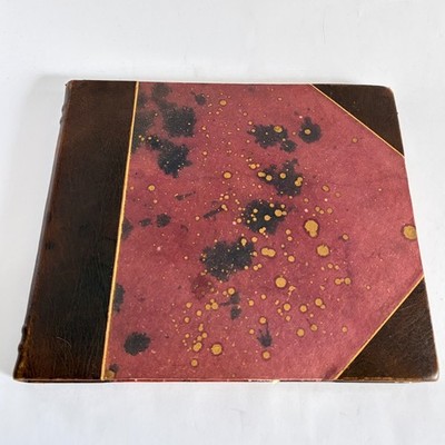 Vintage Handbound Leather Sketchbook Journal Wove Paper Gilt Endpapers 10''x 9''
