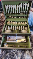 75 PIECE WALLACE SILVER FLATWARE BEAUTIFUL STERLING SET NOT SCRAP