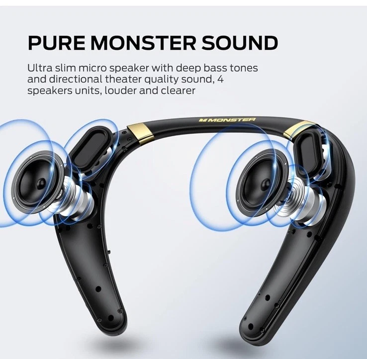 Altavoz Bluetooth Banda para el Cuello Boomerang, Altavoz para el Cuello Bluetooth Inalámbrico, Dorado Foto 2 de 4