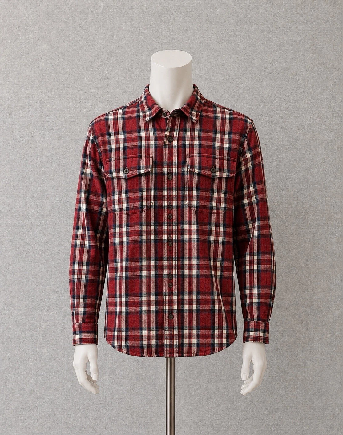 L.L.Bean Flannel Shirt Men XL Red Plaid Button Front Cotton Lumberjack Outdoor