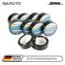 10 St&uuml;ck ISAMUTO Isolierband Klebeband Kabelband 10m x 18mm PVC SCHWARZ