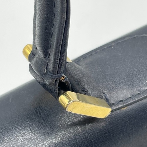 Auténtico bolso de mano BALLY con asa superior clásico de cuero Turnlock negro herrajes dorados - Imagen 16 de 24