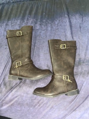 Self Esteem Brown High Buckle Zip Riding Boot Girls Size 2