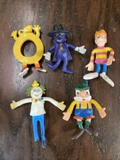 Vintage FULL SET of 5 Bendable Jack In The Box Toy Figures 1970's Hong Kong