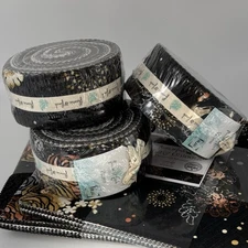 flaurie & finch 4 Jelly Rolls & 3 Fabric Cut 10x10” Squares. Precious Metals