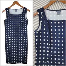 Ann Taylor Sheath Dress Size 2 Party Career Cocktail Navy Blue Check Profession