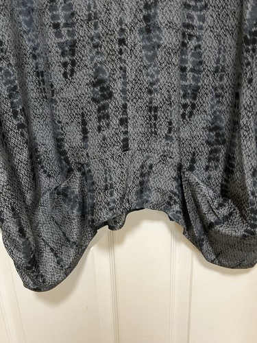 Eileen Fisher Damen XXL Seide Krepp Chine SS Top V-Ausschnitt Grau Muster Biesen - Bild 12 von 12