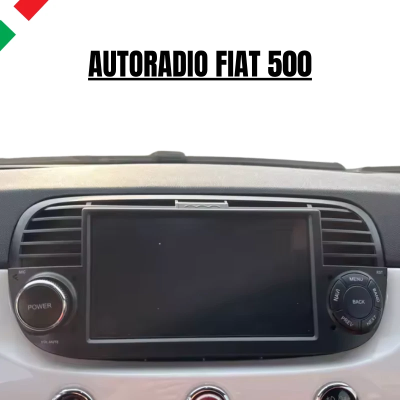 Stereo Autoradio Fiat 500 2007 - 2008 Carplay Android Apple Auto Wireless Bianco - Immagine 2 di 4
