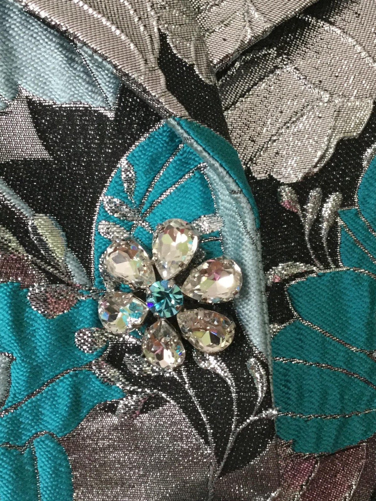 MICHAEL KORS Collection Resort 2019 Turquoise & Silver Jacket (Size 6)-$2250.00 image 4