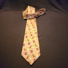 Vintage Coca Cola Polar Bear Tie Gold Coke Bottle Logo Novelty Necktie 1990s 4"