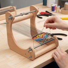 Holz Perlen Webstuhl Hobby Anf&auml;nger vielseitig Basteln Schmuckherstellung Werkzeug