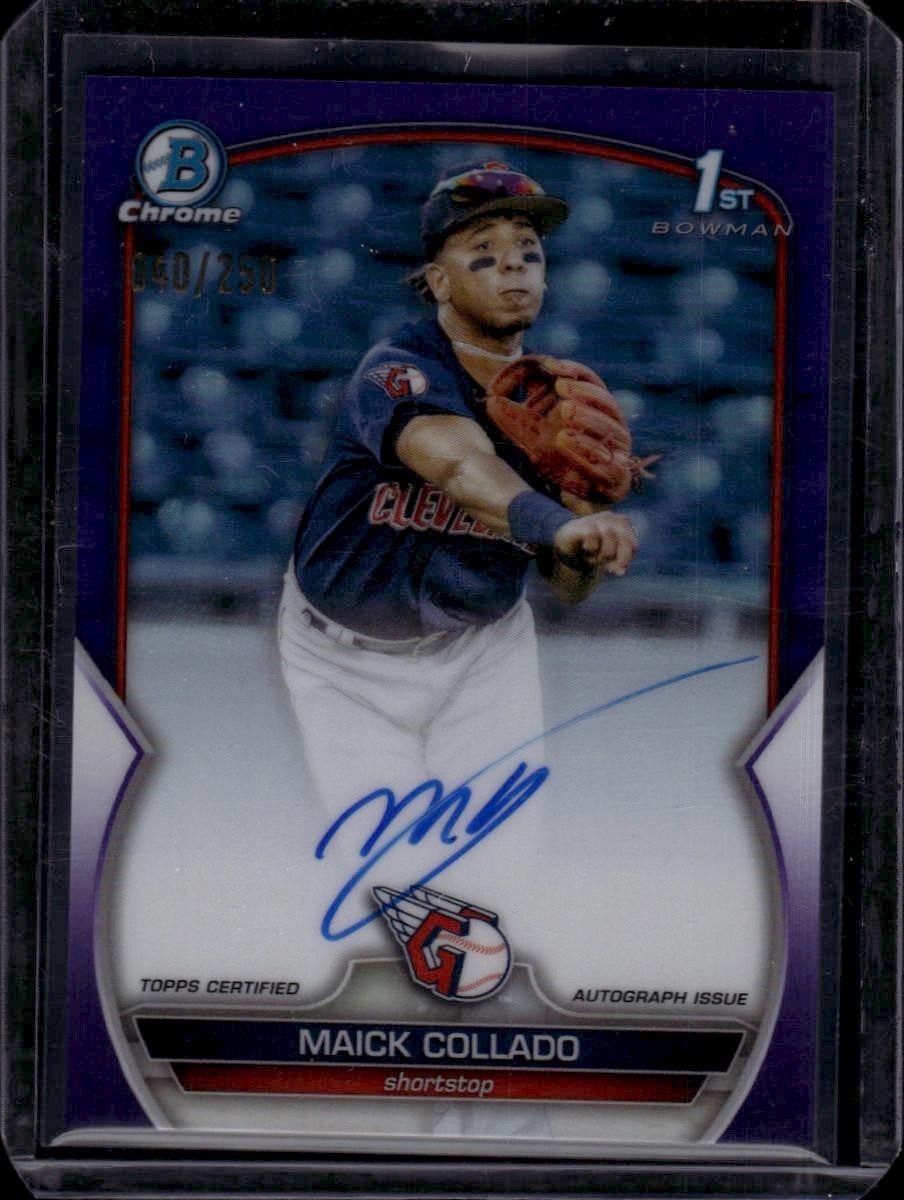2023 Bowman Chrome #CPA-MCO Maick Collado Auto Purple Ref #/250 NMT+ Guardians