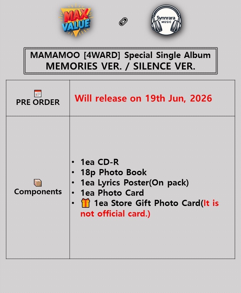 MAMAMOO [4WARD] Special Single Album CD-R+Photo Book+Poster+Card+