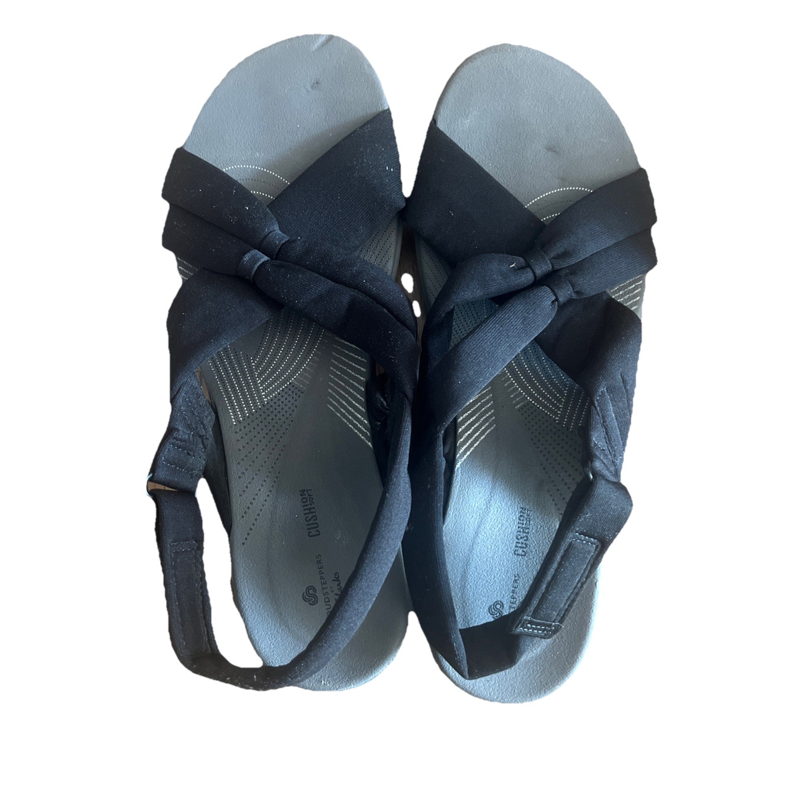 APL Clarks Sandali Imbottiti Punta Aperta Nero Grigio Cinturino alla Caviglia Misura 10m