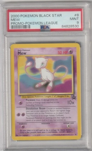 2000 MEW POKEMON BLACK STAR PROMO POKEMON LEAGUE BASIC #8/53 PSA 8