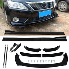 For Toyota Camry 10-17 Front Bumper Lip Spoiler Splitter Gloss Black Side Skirt