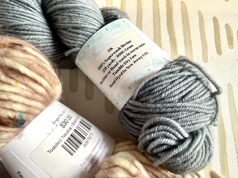 3 madejas de lana merino-cape may fibras-marcas secuoya-gris-púrpura-beige-regalo+++ Foto 4 de 4