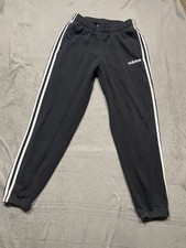 Adidas Pants Mens Medium Black Essentials 3-Stripes Tapered Fleece Joggers