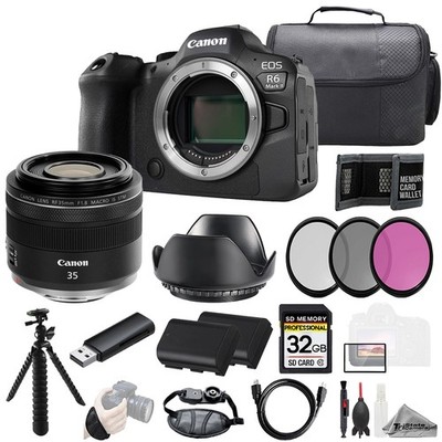 Canon EOS R6 II + RF 35mm f/1.8 IS Macro STM Lens +32GB+Ext Bat+3 PC Filter- Kit