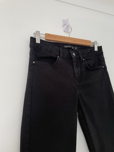 Karen Millen Black Skinny Jeans UK 8 Buttons Lower Legs Ankles Stretch W27 L27 - Picture 3 of 13