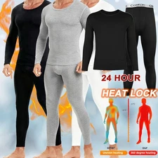 2 Pack Thermal Underwear for Men Long Johns Base Layer Set Winter Top & Bottom