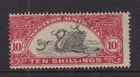 W A  1922 10/- Carmine LONGSWAN revenue p14½x13½ -Dzelme 136  G-FU