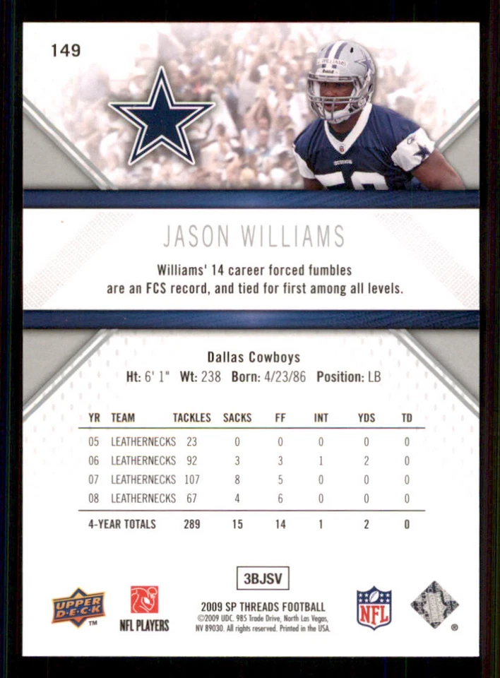 2009 SP Threads #149 Jason Williams RC - Image 2 of 2