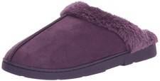 MUK LUKS Women's Polysuede Clog Slippers, Size S 5-6 , Merlot, Faux Fur Lined